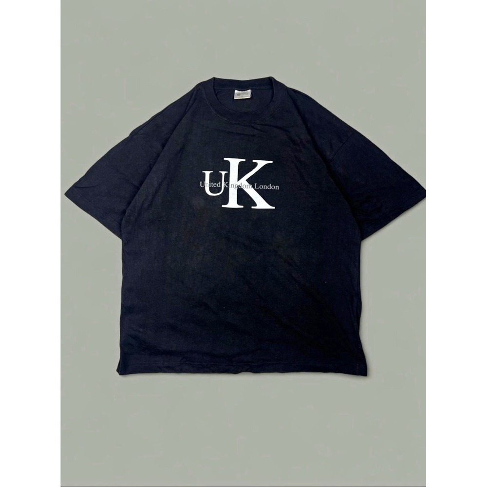 UK United Kingdom London Graphic T-Shirt Black Lightweight Size XL CK-Style Logo